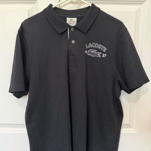 Lacoste Black Polo with Embroidered Croc
